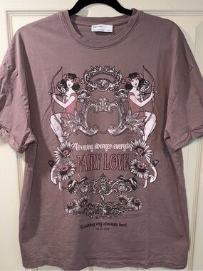 Bershka Mauve Graphic 'Fairy Love' Tee